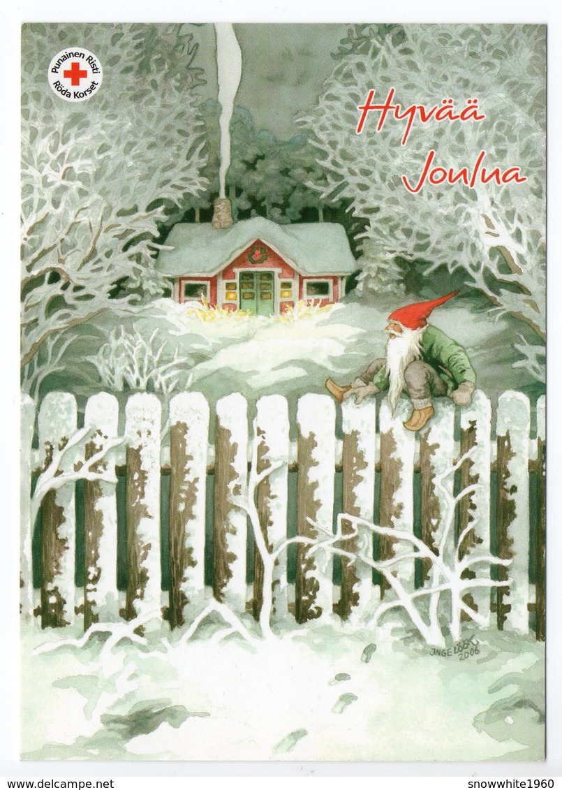 Postal Stationery RED CROSS  Finland SPR 2006 - CHRISTMAS POSTCARD - Artist: INGE LÖÖK - GNOME / LUTIN - Postage Paid - Entiers Postaux