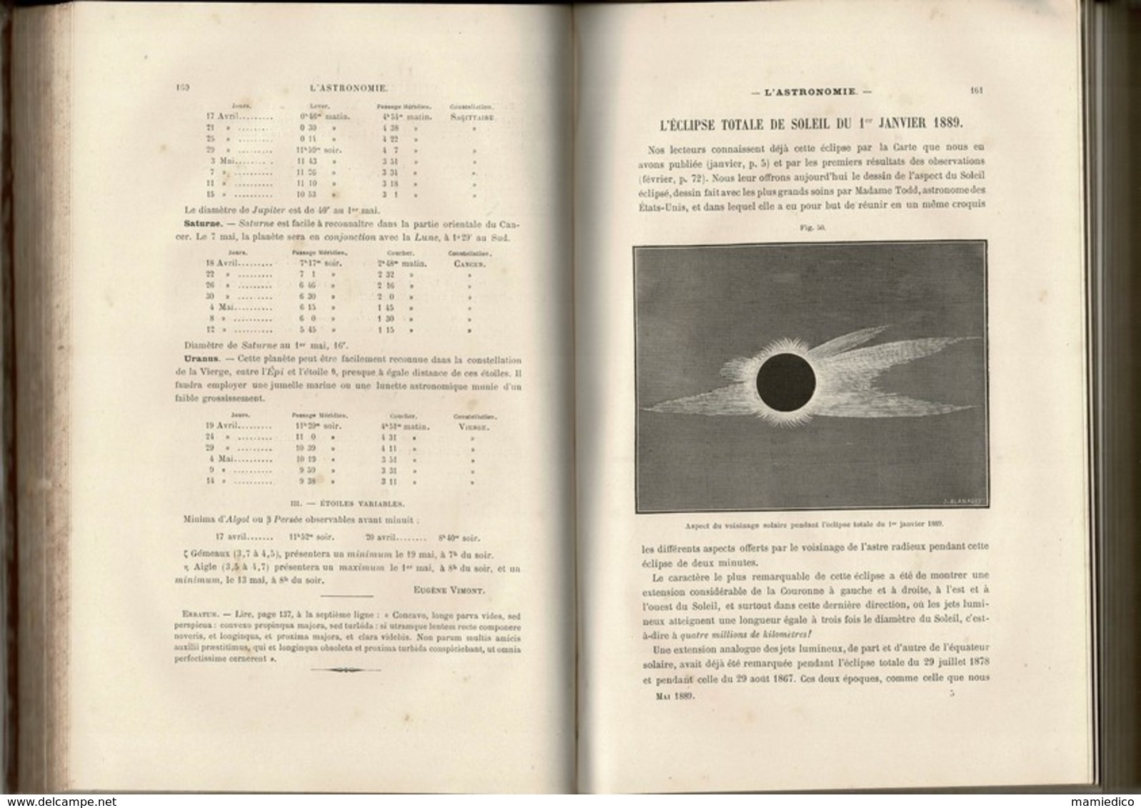 1889 FLAMMARION L'ASTRONOMIE POPULAIRE 448 Pages 157 Figures+12 Revues Mensuelles De 12 P Dans Le Livre - Astronomie