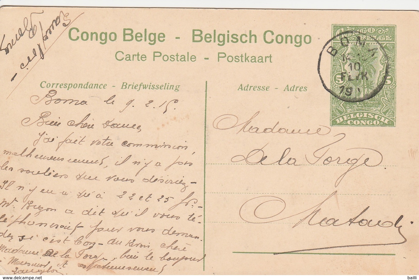 Congo Belge Entier Postal Illustré 1915 - Entiers Postaux