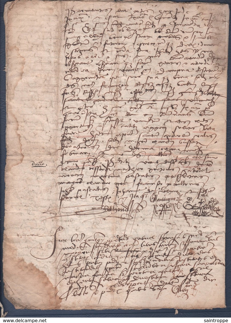 Manuscrit De 1515.Très Belle Calligraphie à Déchiffrer.Contrat De Mariage.Généalogie Mr. Bollioud. - Manuscrits