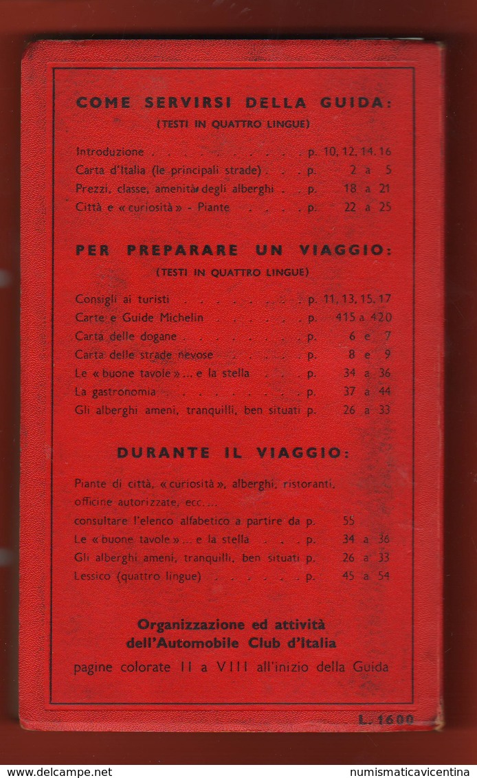 ACI Guida Michelin Italia 1965 Cucina Alberghi Ristoranti Strade - Moteurs