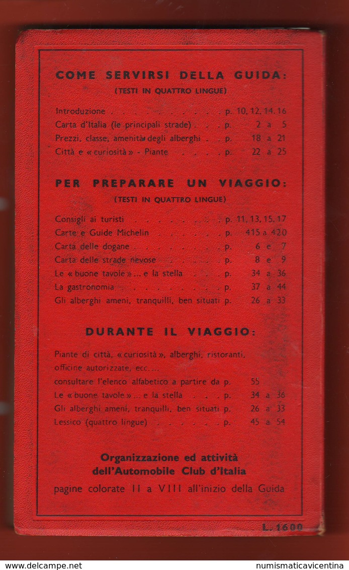 ACI Guida Michelin Italia 1965 Cucina Alberghi Ristoranti Strade - Motori