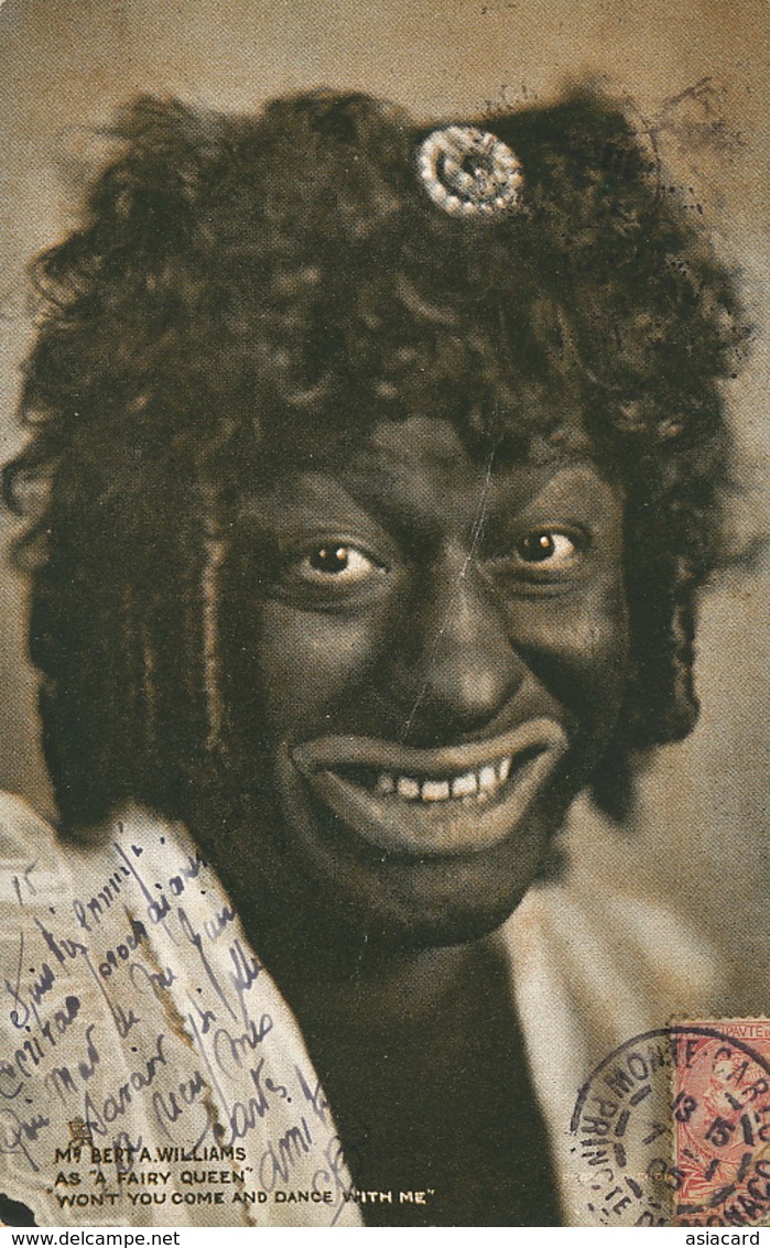 Bert Williams Born In Nassau Tranvestite Travesti As A " Fairy Queen " Dance With Me . Tuck. Used Monte Carlo - Bahamas