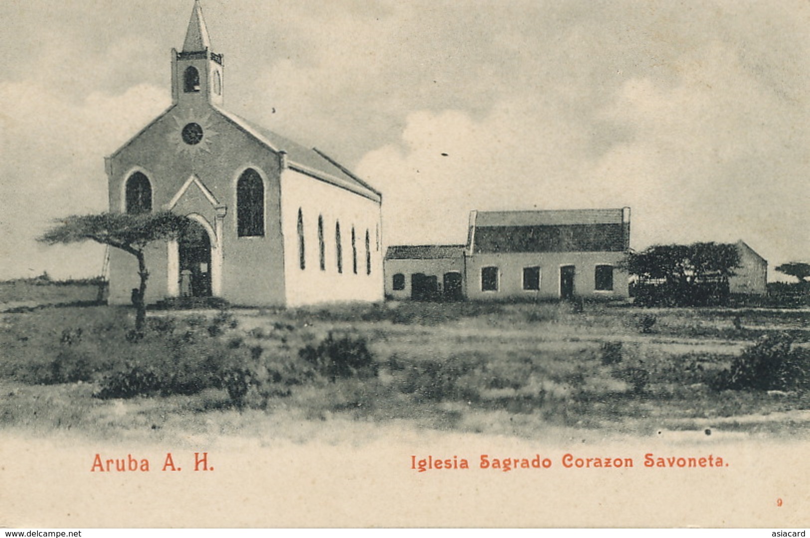 Aruba A.H. Iglesia Sagrado Corazon Savoneta  Undivided Back To  Martinique - Aruba