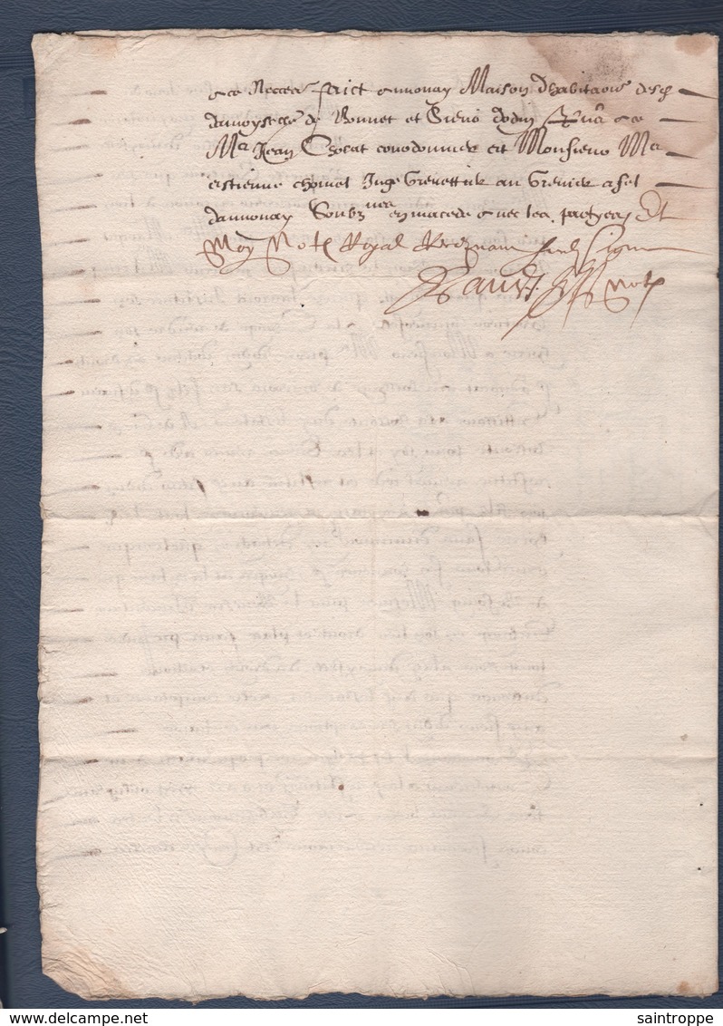 Manuscrit De 1615.Belle Calligraphie à Déchiffrer.Lyon Et Environs. - Manuscrits