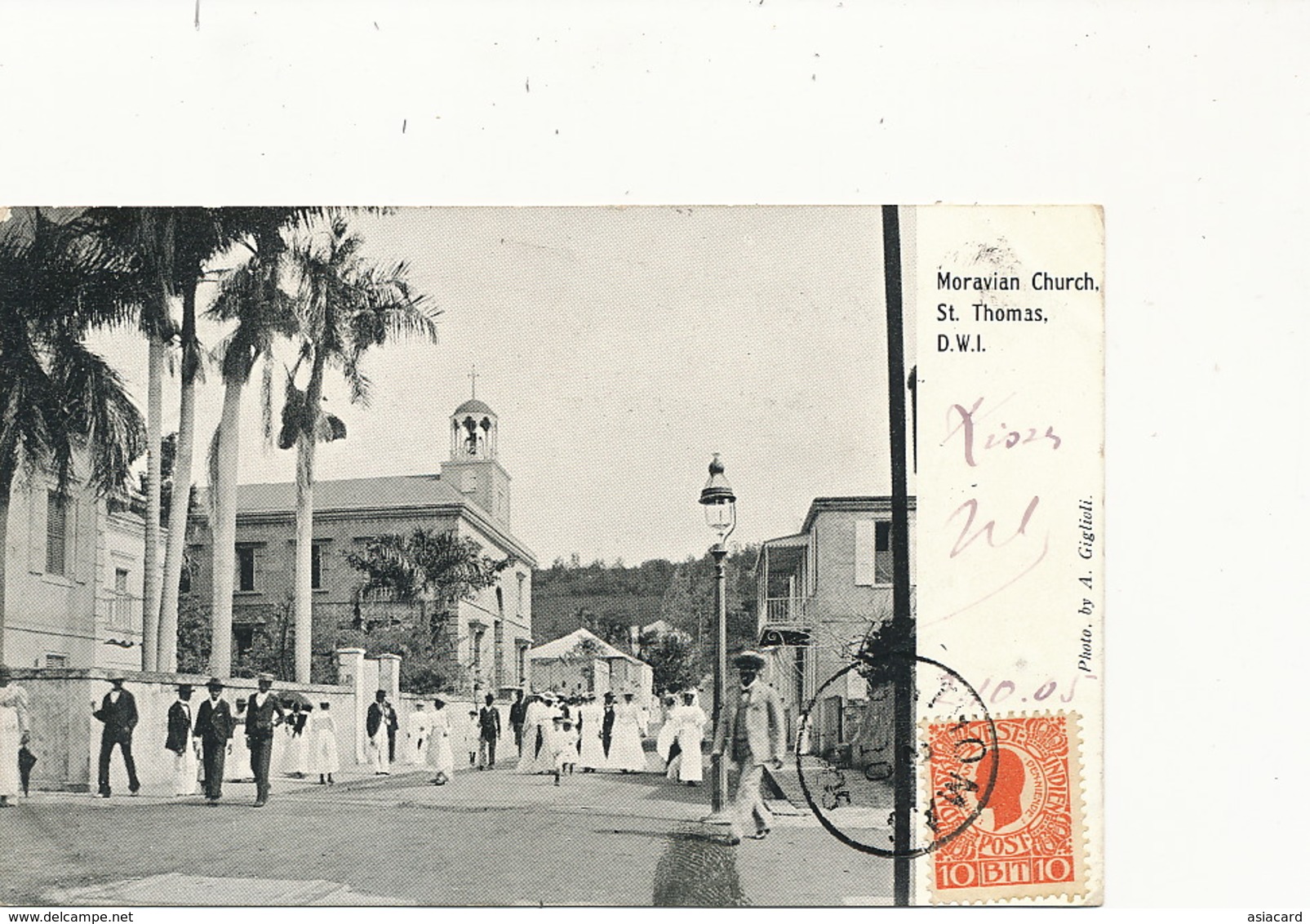 Danish West Indies St Thomas Moravian Church Photo Giglioli 1905 Mass Nice Costumes - Virgin Islands, US