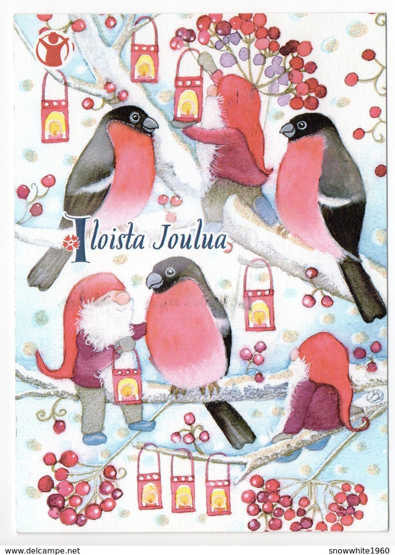 Postal Stationery SAVE THE CHILDREN  Finland - CHRISTMAS POSTCARD - GNOMES & BIRDS - BULLFINCHES - Postage Paid - Postwaardestukken