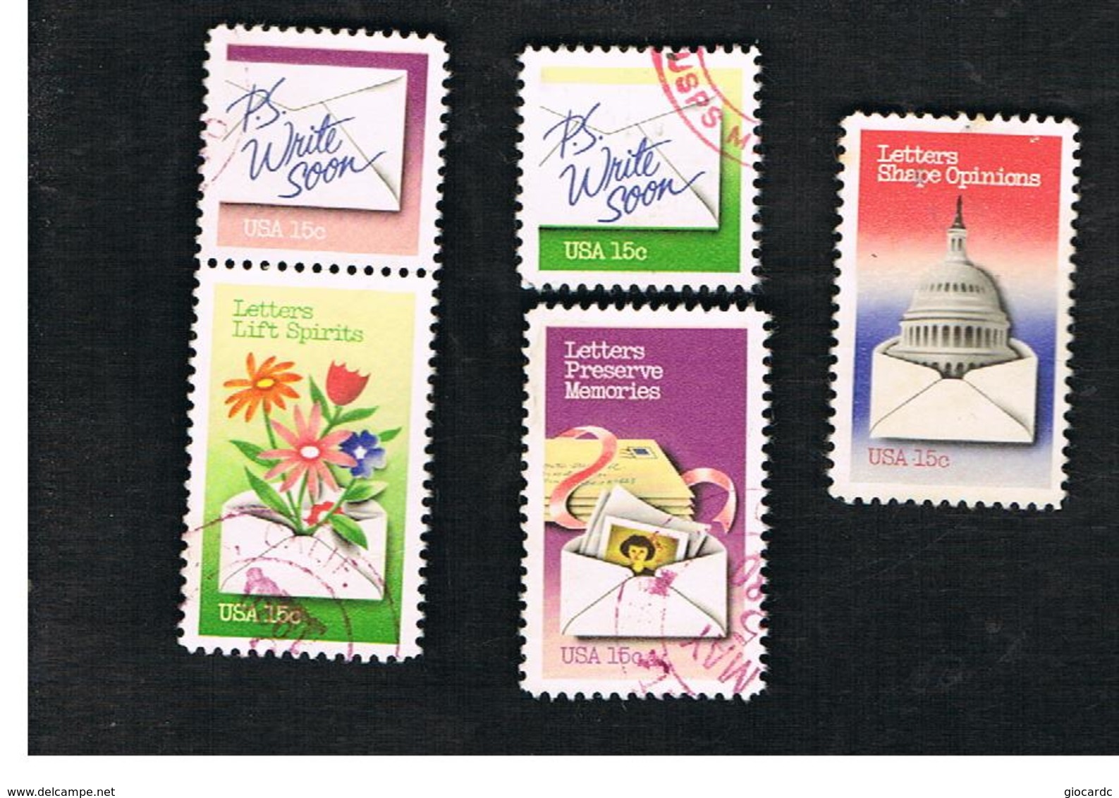 STATI UNITI (U.S.A.) - SG 1788.1792  -  1980  NATIONAL LETTER WRITING WEEK (5 STAMPS , 2 SE-TENANT)   -  USED - Usati