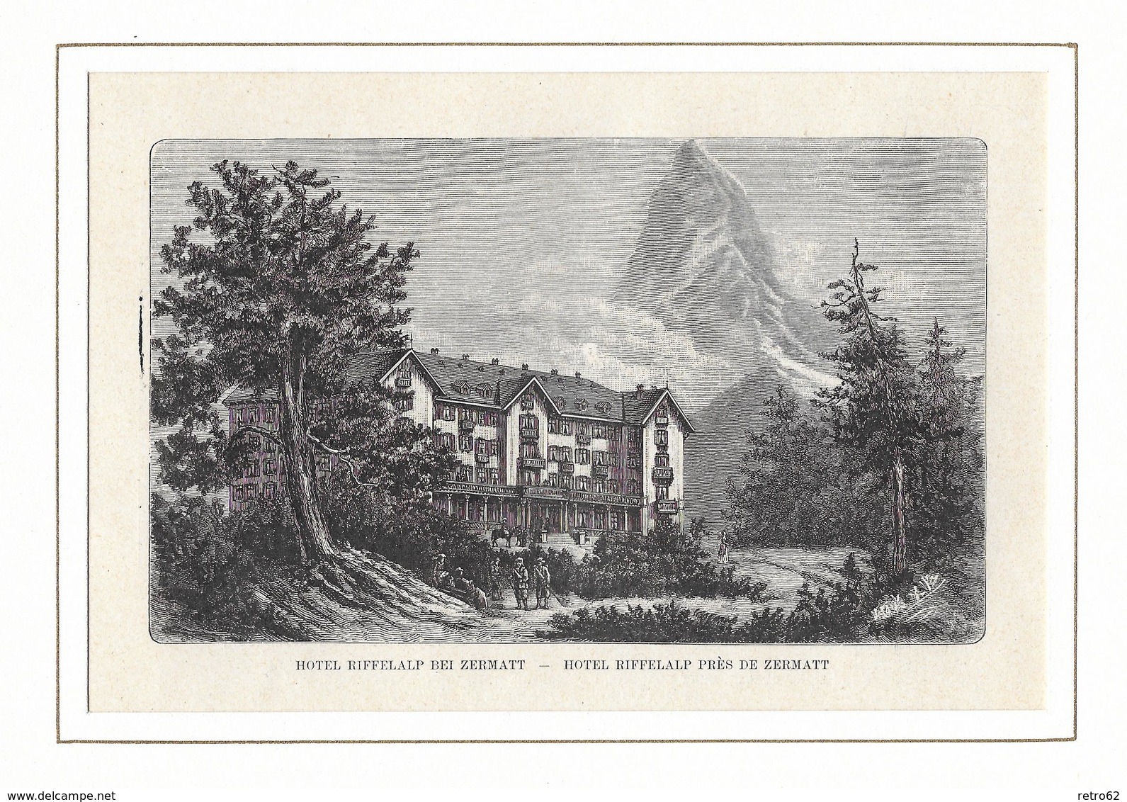 1891 HOTEL RIFFELALP BEI ZERMATT → Holzstich 150 X 90 Mm - Estampes & Gravures