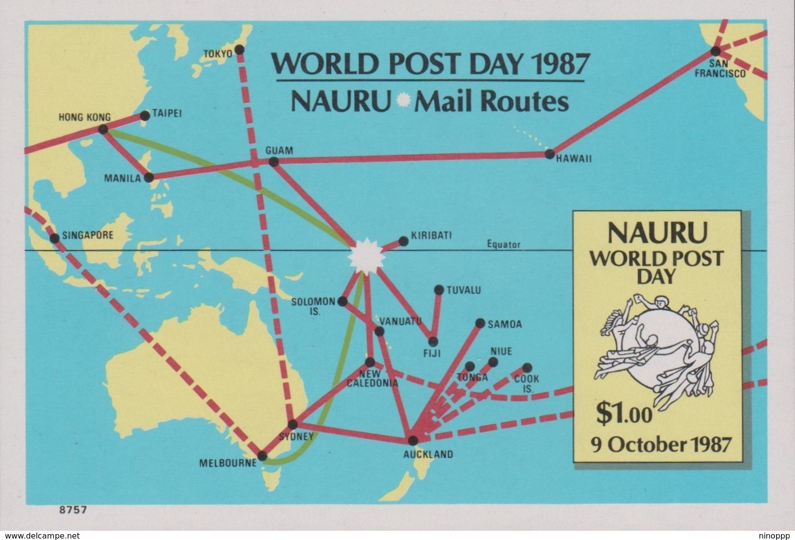 Nauru SG MS 354 1987 World Post Day, Miniature Sheet, Mint Never Hinged - Nauru