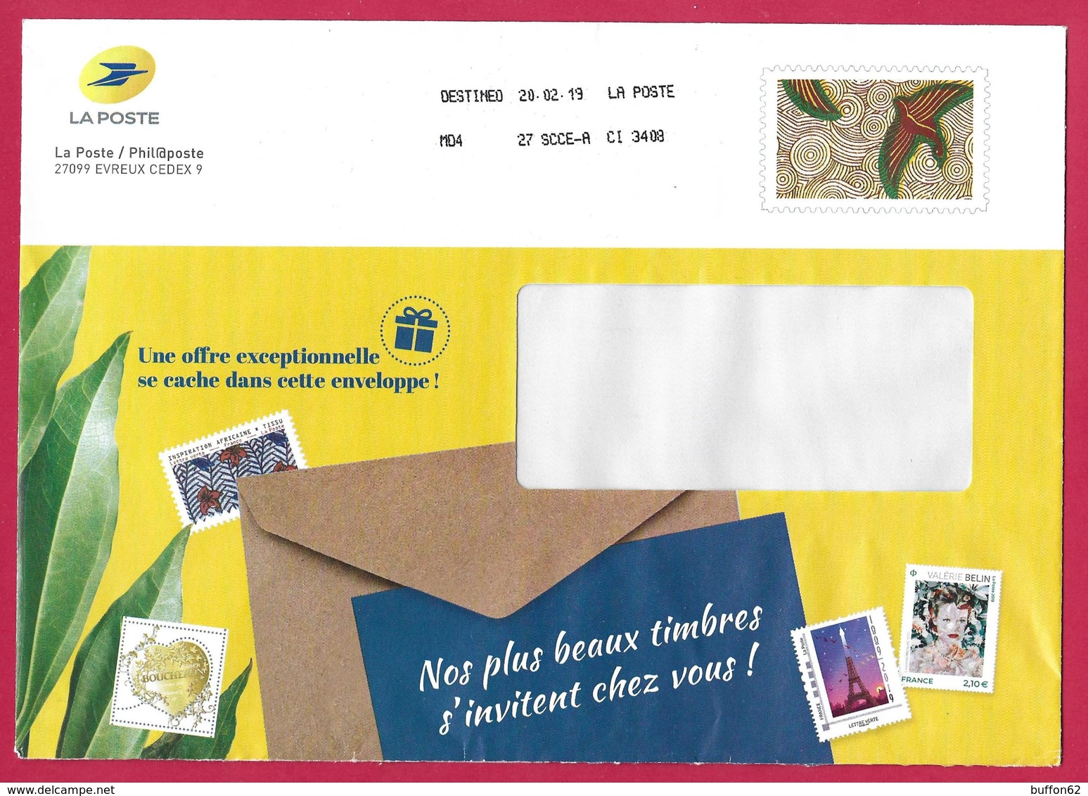 France (2019) Entier Postal De Service Prêt-à-poster "Tissu Africain", "African Fabric". Service Postal Stationery. - Prêts-à-poster:  Autres (1995-...)