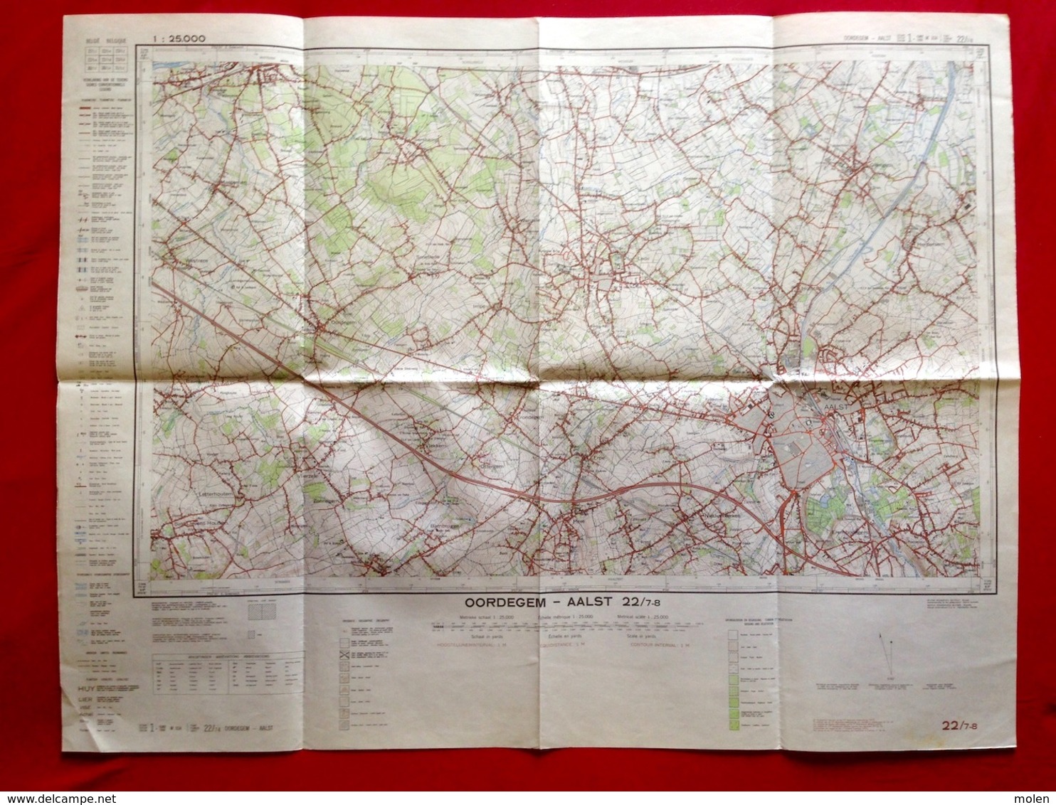 STAFKAART 1/25.000 OORDEGEM AALST Meting 1965 LEDE ERPE MERE BURST SERSKAMP WANZELE EREMBODEGEM GIJZEGEM BAMBRUGGE S455 - Aalst