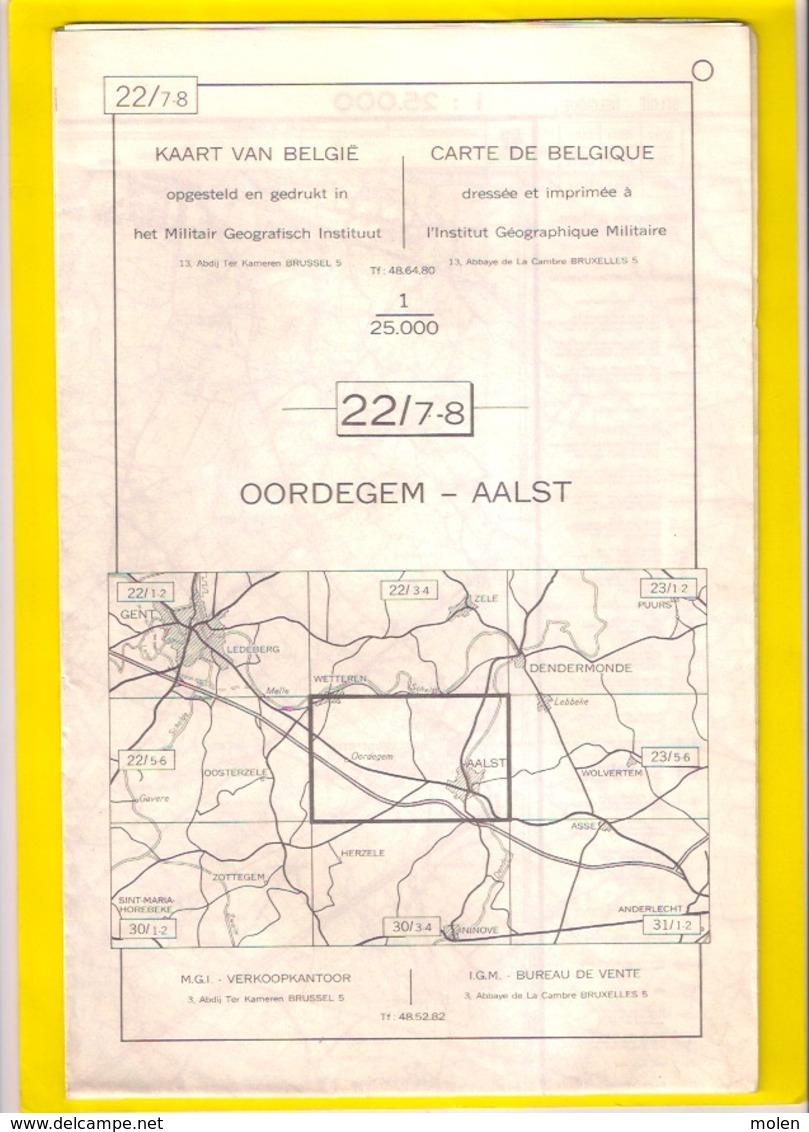 STAFKAART 1/25.000 OORDEGEM AALST Meting 1965 LEDE ERPE MERE BURST SERSKAMP WANZELE EREMBODEGEM GIJZEGEM BAMBRUGGE S455 - Aalst