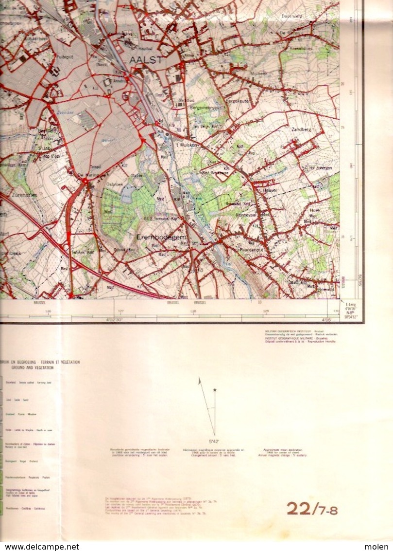 STAFKAART 1/25.000 OORDEGEM AALST Meting 1965 LEDE ERPE MERE BURST SERSKAMP WANZELE EREMBODEGEM GIJZEGEM BAMBRUGGE S455