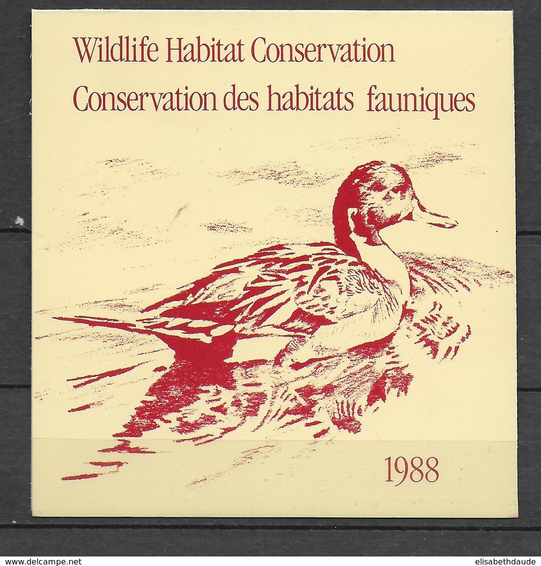 CANADA - 1988 - FAUNE / OISEAUX - CARNET De VIGNETTE PROTECTION Des HABITATS FAUNIQUES ** MNH - Full Booklets