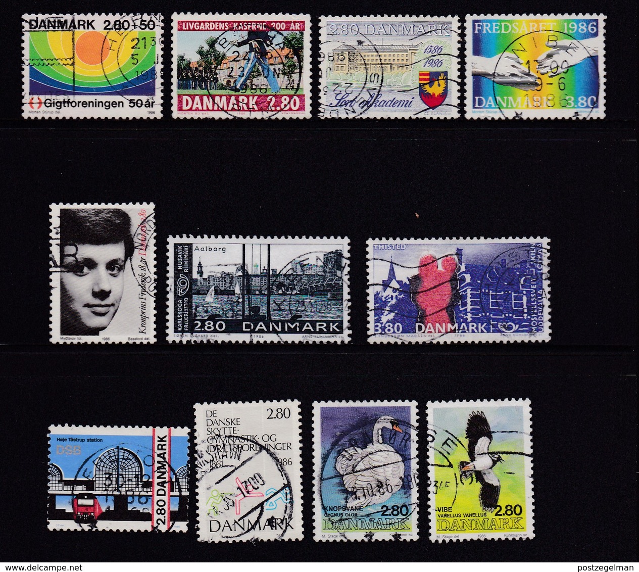 DENMARK, 1986, Used Stamp(s), Commomeratives, MI 855=875, #10174, 10 Values - Usati