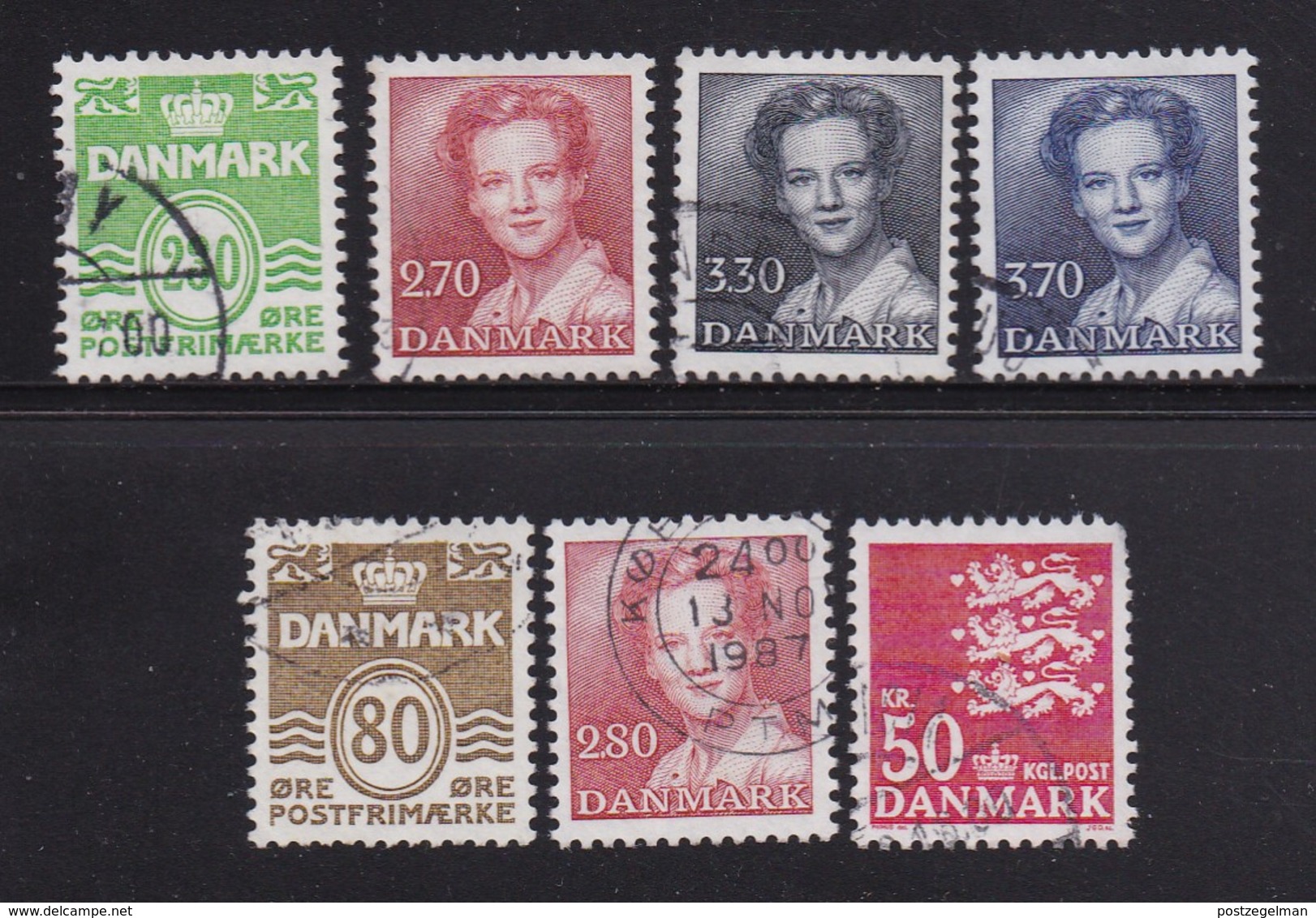 DENMARK, 1984, Used Stamp(s),   Definitives, MI 792=827, #10165, 7 Values - Used Stamps