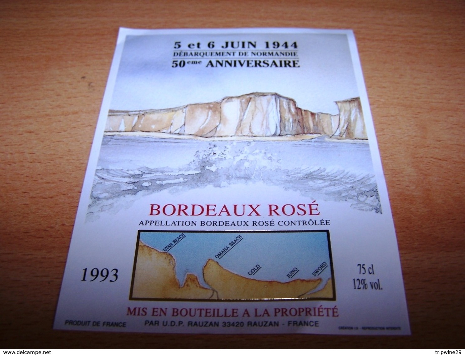 Etiquette Vin Wine Label Militaire Debarquement Normandie Anniversaire Dday Liberation 6 Juin 1944 50eme Rosé - Cinquantenaire De La Libération