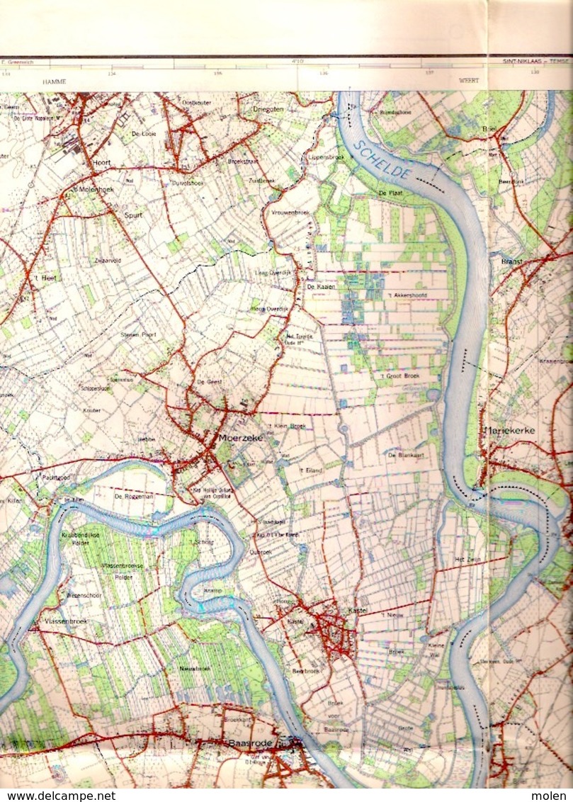 STAFKAART 1/25.000 DENDERMONDE PUURS Meting1960 SINT-AMANDS BUGGENHOUT MOERZEKE GREMBERGEN BAASRODE KASTEL MALDEREN S456 - Dendermonde