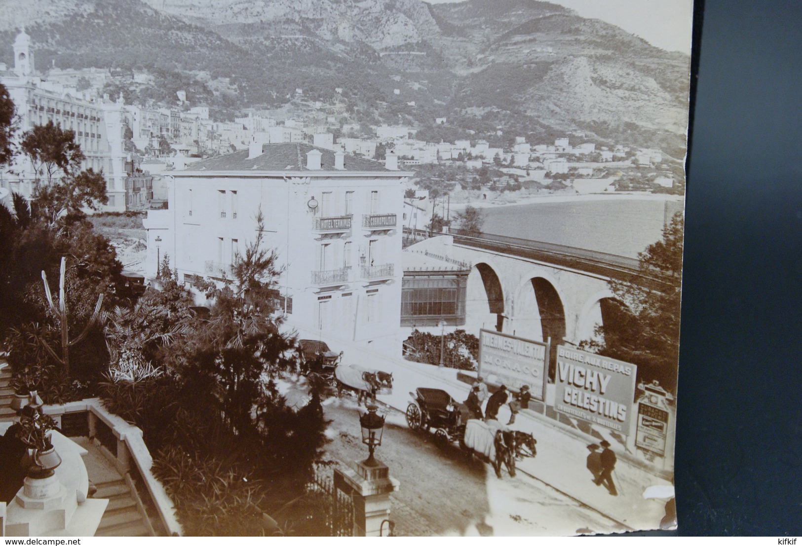 Véritable Photographie Photo Ancienne 23X16cm Vers 1900 Monte Carlo Monaco Jardin Hotel Terminus Cosmopolitain - Places