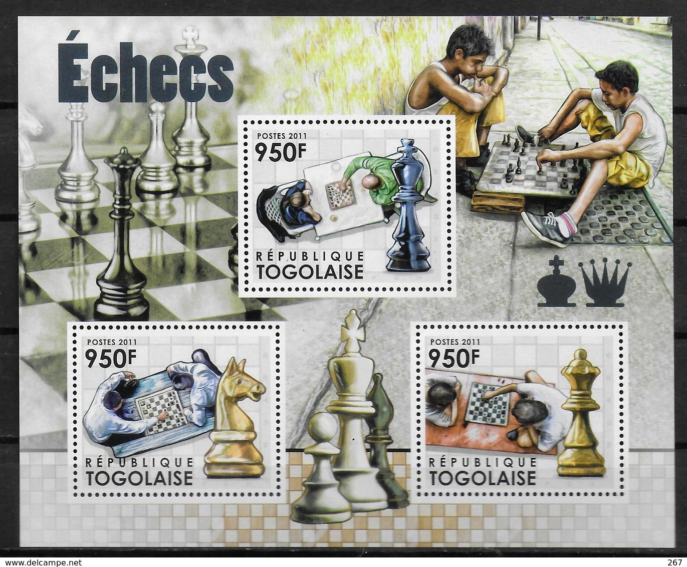 TOGO   Feuillet N°  2830/32  * *  ( Cote 16.50e )  Echecs - Echecs