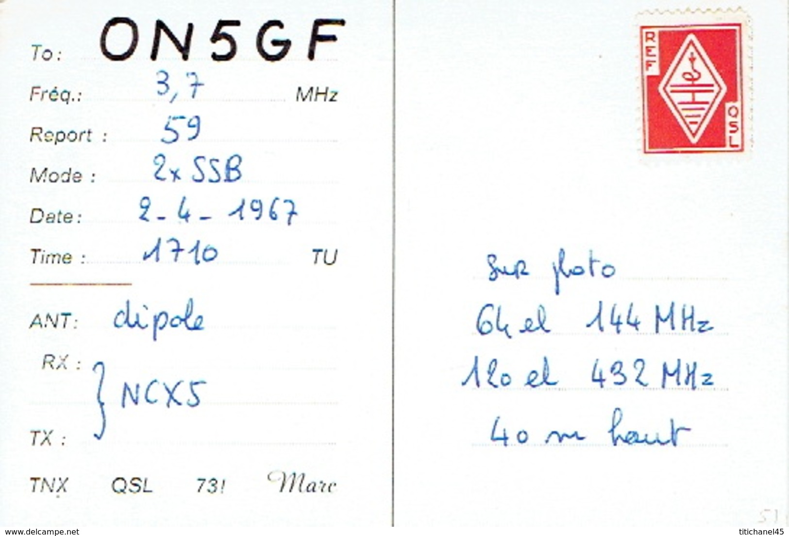 QSL CARTE RADIO AMATEUR - F9FT -  FRANCE REIMS 1967 - MARC TONNA - Radio Amateur