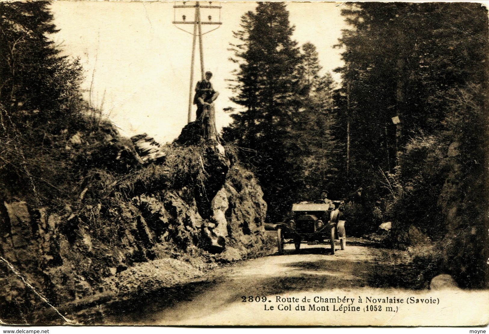 12745 - Savoie -  NOVALAISE  : Col Du Mont L'Epine - Voiture Route De Chambery à Novalaise   Animation  -  1921 - Autres & Non Classés