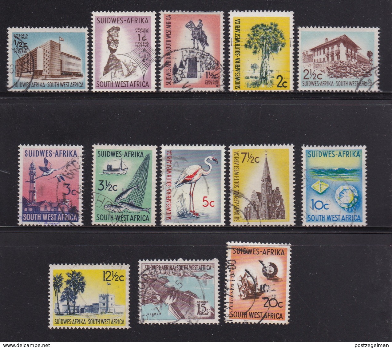 SWA 1961 Cancelled Stamp(s) Definitives  296-310, 13 Values Only - Namibia (1990- ...)