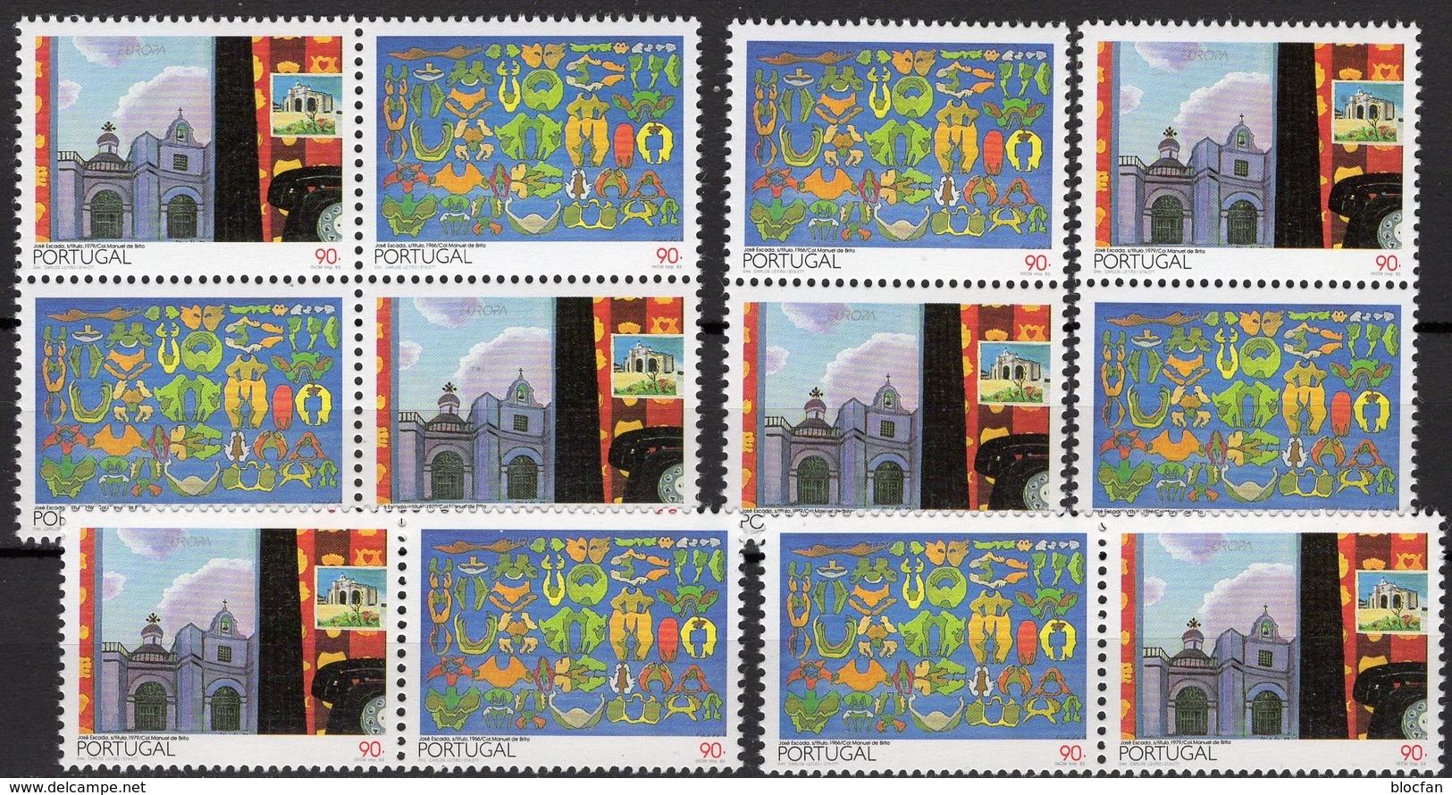 EUROPA 1993 Kunst Portugal 1959/0 4x ZD+4-Bl.** 30€ Moderne Gemälde Bloque S/s Painting Bloc Art Se-tenants Bf CEPT - Sammlungen