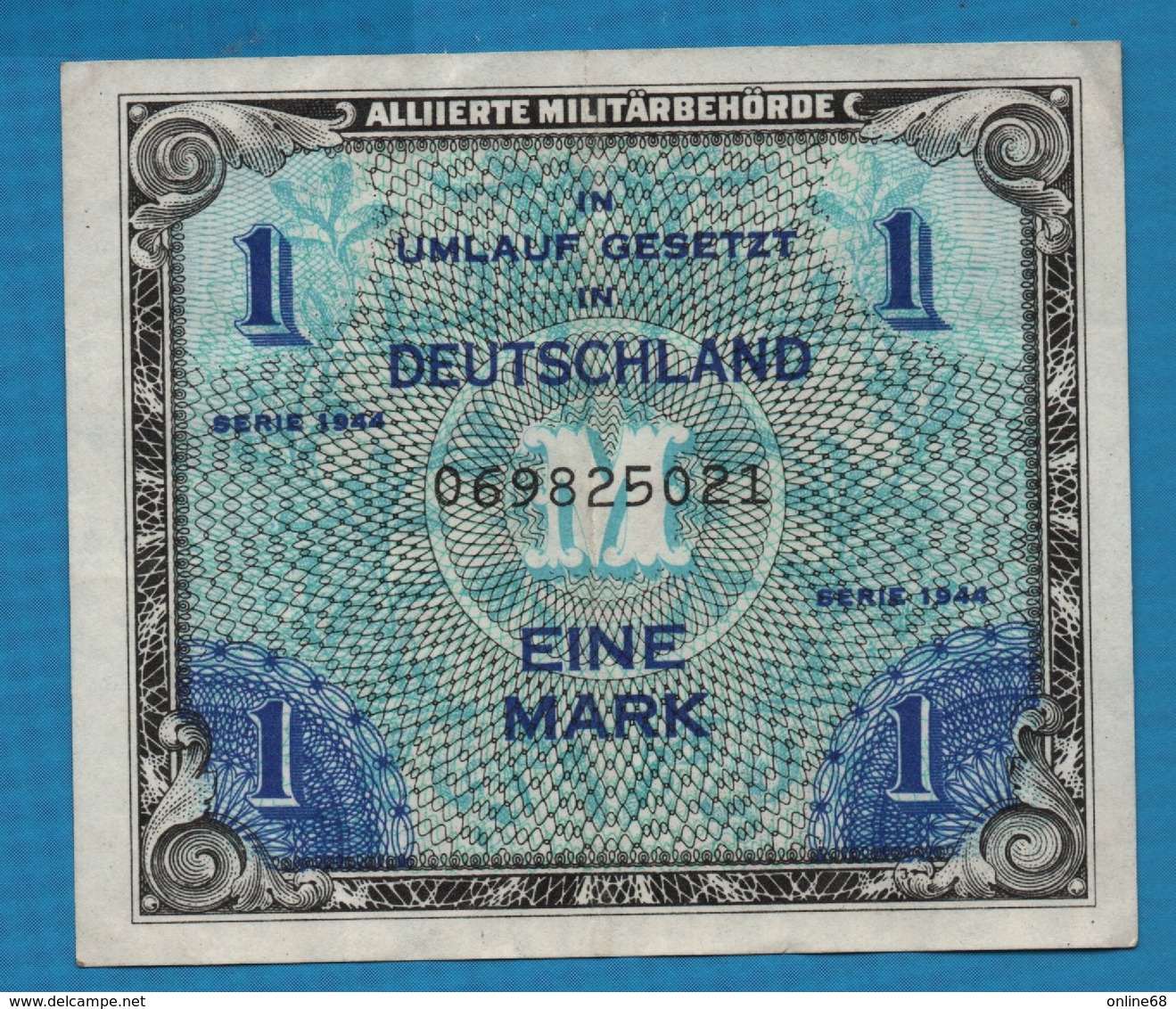 DEUTSCHLAND Alliierte Militärbehörde  	1 Mark	1944	Serie 069825021  P# 192a Occupation Des Alliés - 1 Mark