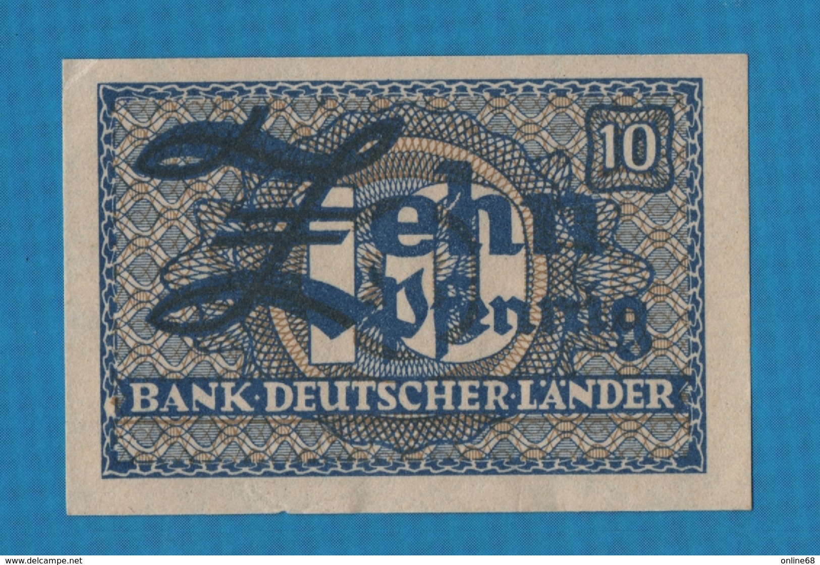 GERMANY BANK DEUTSCHER LÄNDER 10 PFENNIG  Banknote 	ND (1948) P# 12 - 10 Pfennig