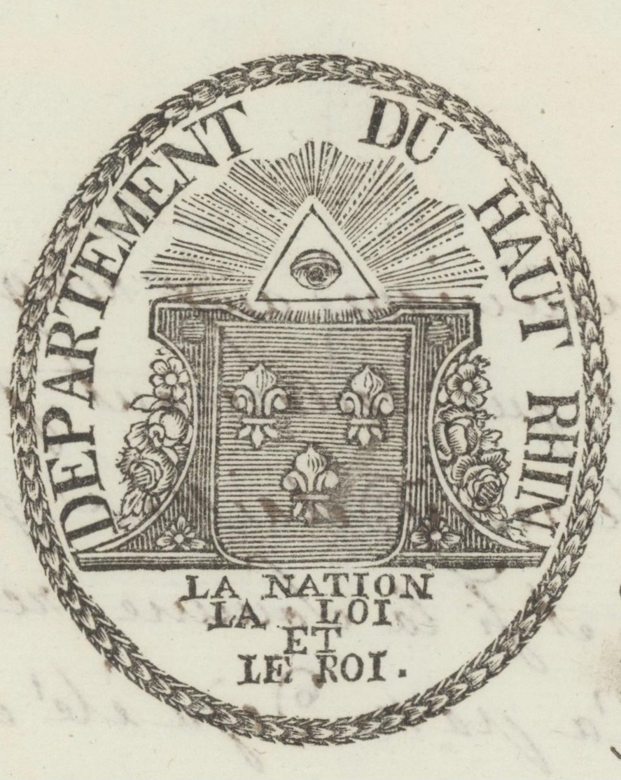 Héraldique Colmar 1791 Direction Porte Aux Anges Guebwiller Maître Vitrier - Historische Dokumente