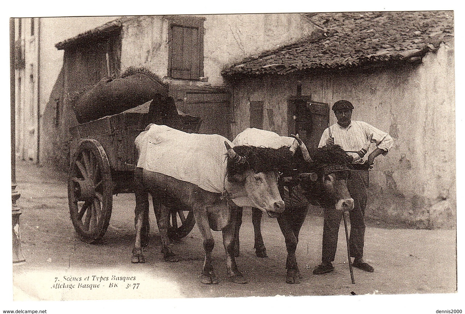 64 - SCÈNES ET TYPES BASQUES - ATTELAGE BASQUE - BOEUFS - Ed. BR. - Attelages