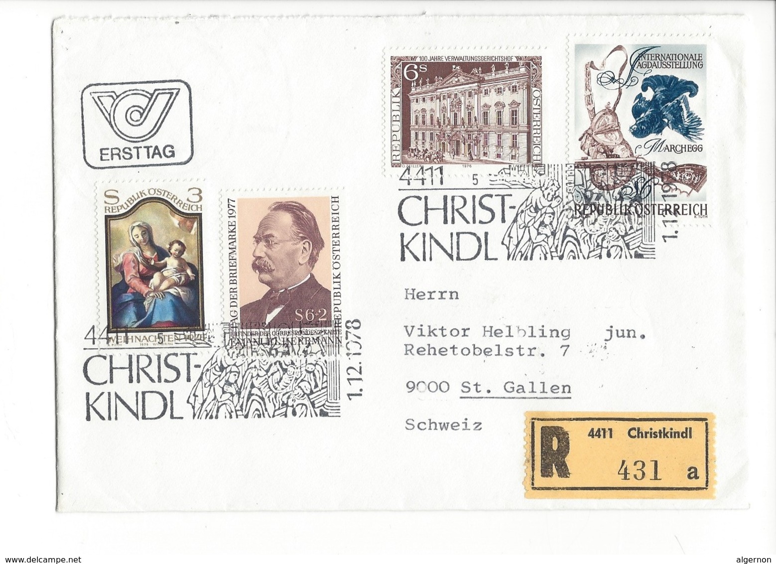 21620 - Christkindl 1978 Lettre Recommandé Ersttag  Pour St.Gallen 01.12.1978 - Noël
