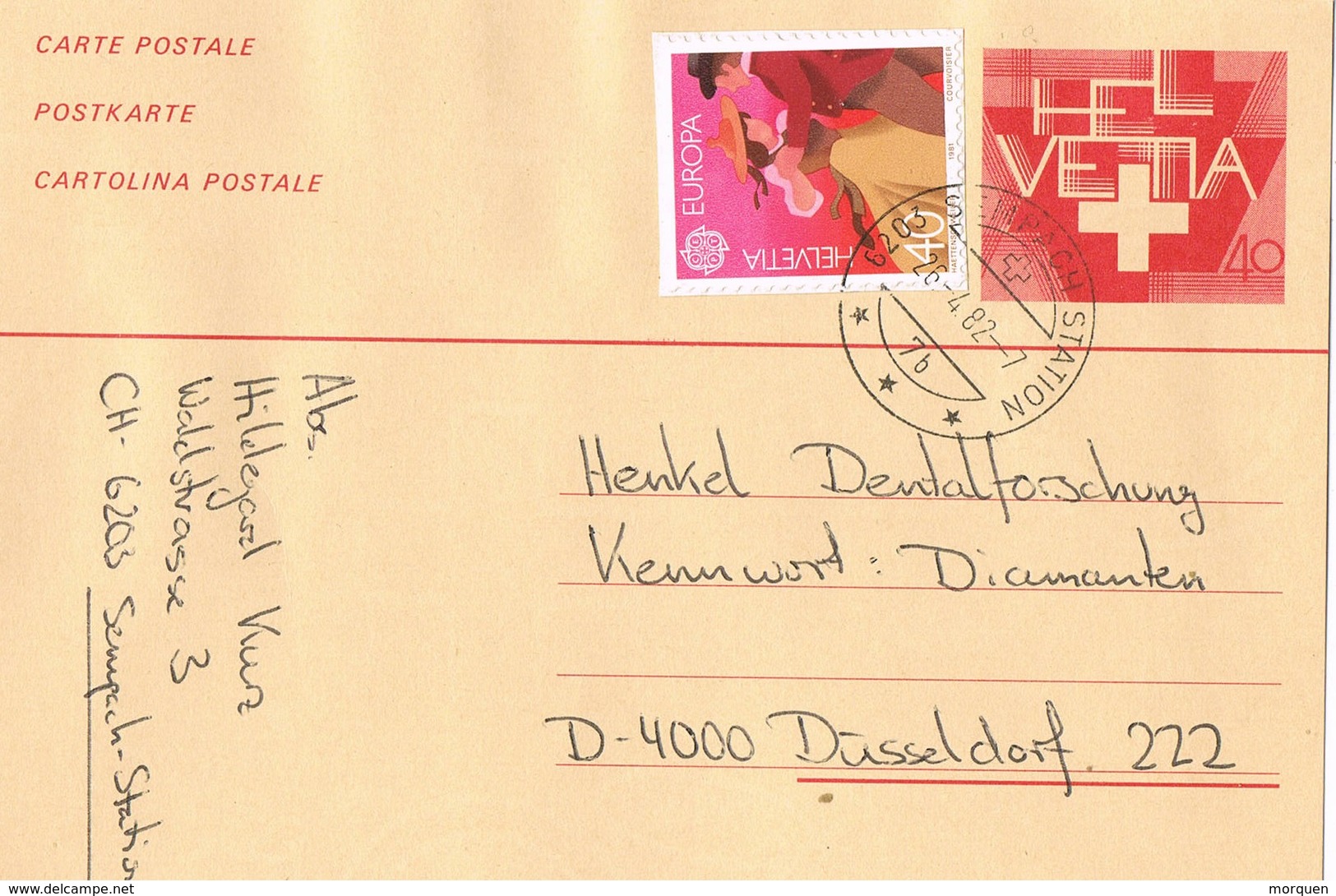 31542. Entero Postal SEMPACH STATION (Sursee) Luzern  1982 - Enteros Postales