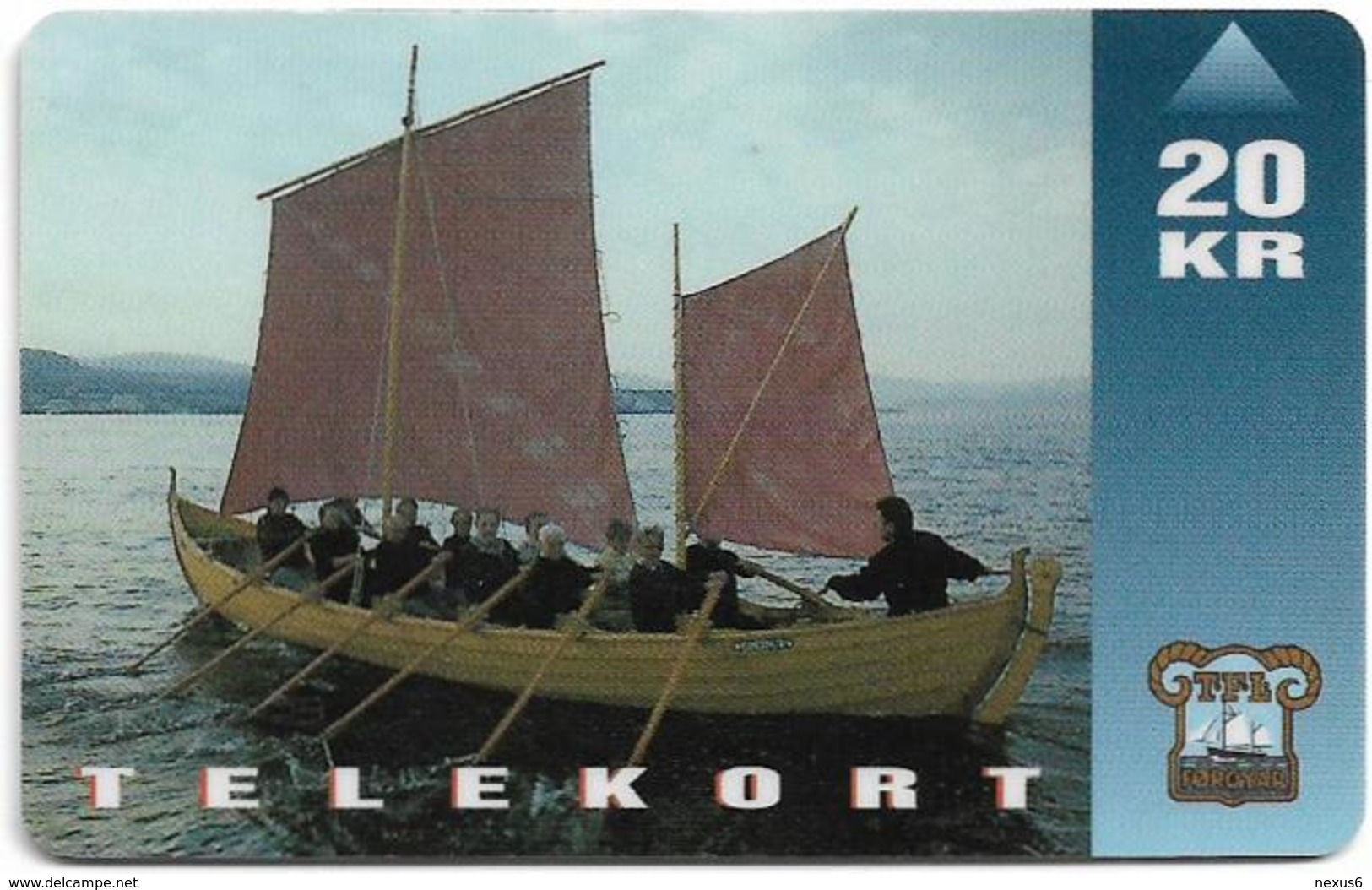 Faroe - Faroese Telecom (Magnetic) - Shiptype 'Seksæringur' - 20Kr. - 80.000ex, Used - Faeroër