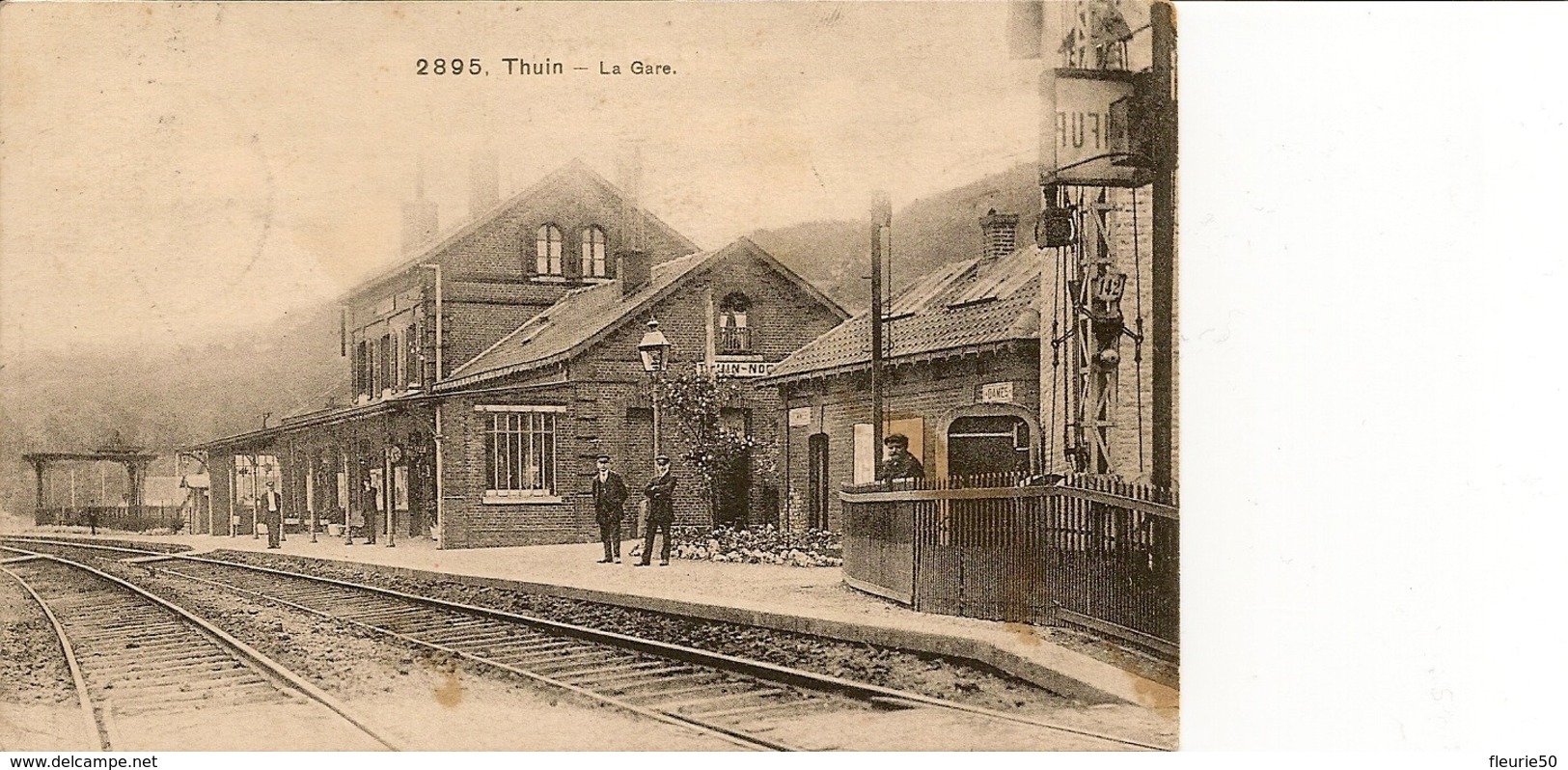 THUIN-NORD - La Gare. Oblitération Seraing Et Thuin 1919. - Thuin