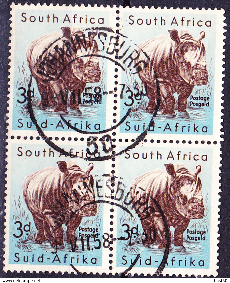 Süd-South-Suidafrika - Breitmaulnashorn (Diceros Simus) (MiNr: 243) 1954 - Gest Used Obl - Usati