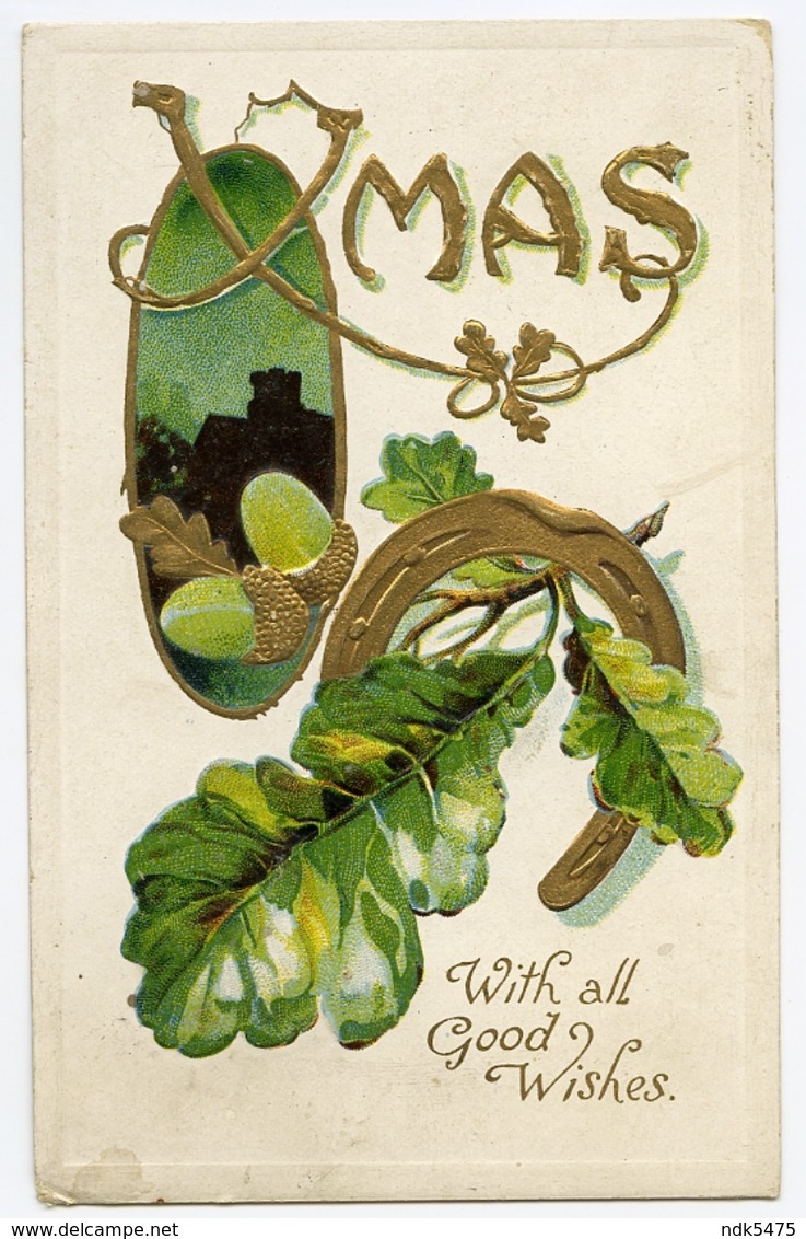 CHRISTMAS : XMAS - HORSESHOE, ACORNS, OAK LEAVES / POSTMARK  & ADDRESS - SOMERTON (SQUARE CIRCLE) - Other & Unclassified