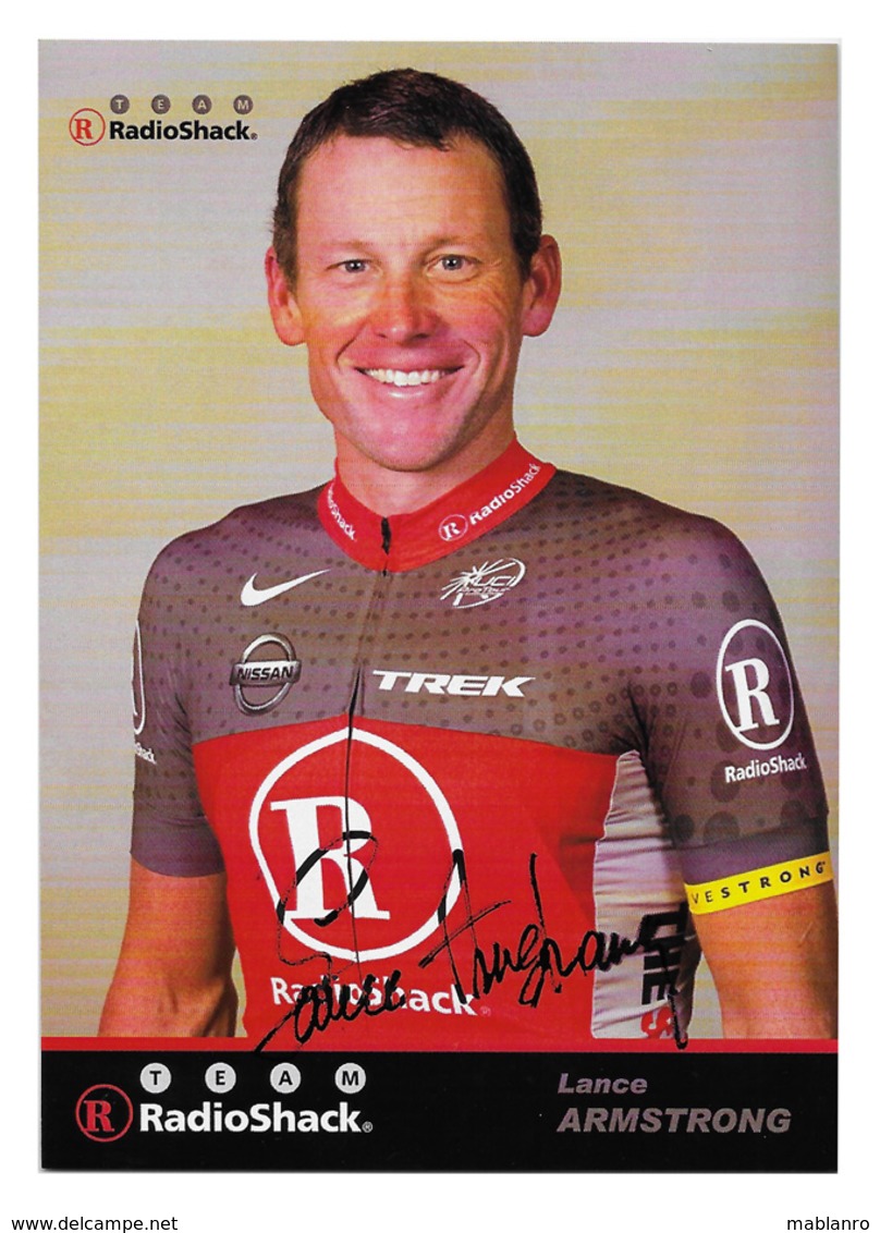 CARTE CYCLISME LANCE ARMSTRONG SIGNEE TEAM RADIOSHACK 2010 - Cycling