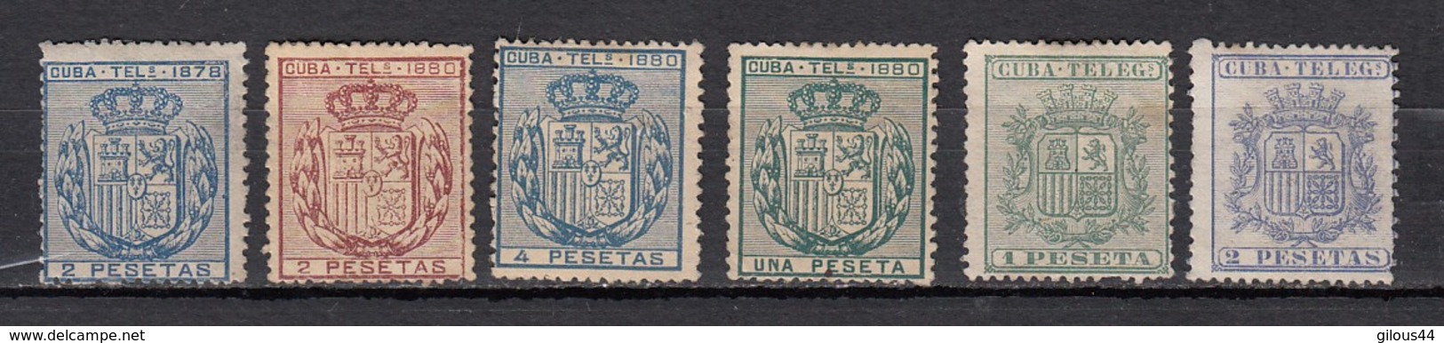 Cuba  Télégraphe  6 Valeurs - Cuba (1874-1898)