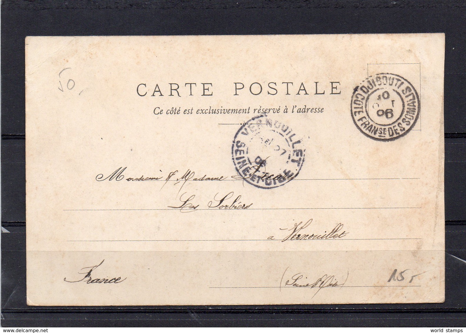 COTE DES SOMALIS CARTE POSTALE "PLACE MENELIK" - Lettres & Documents