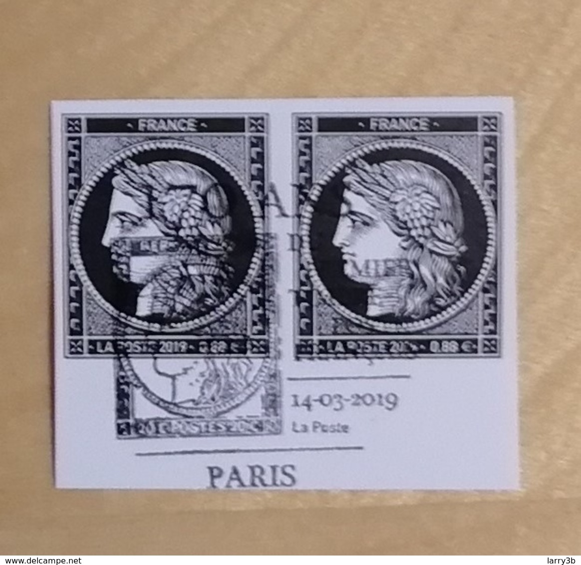 FRANCE 2019 170 Ans Du Premier Timbre-poste Français CÉRÈS Paire Bord Feuille Issu Bloc - OBLITERE 1er JOUR 14.03.19 - Oblitérés