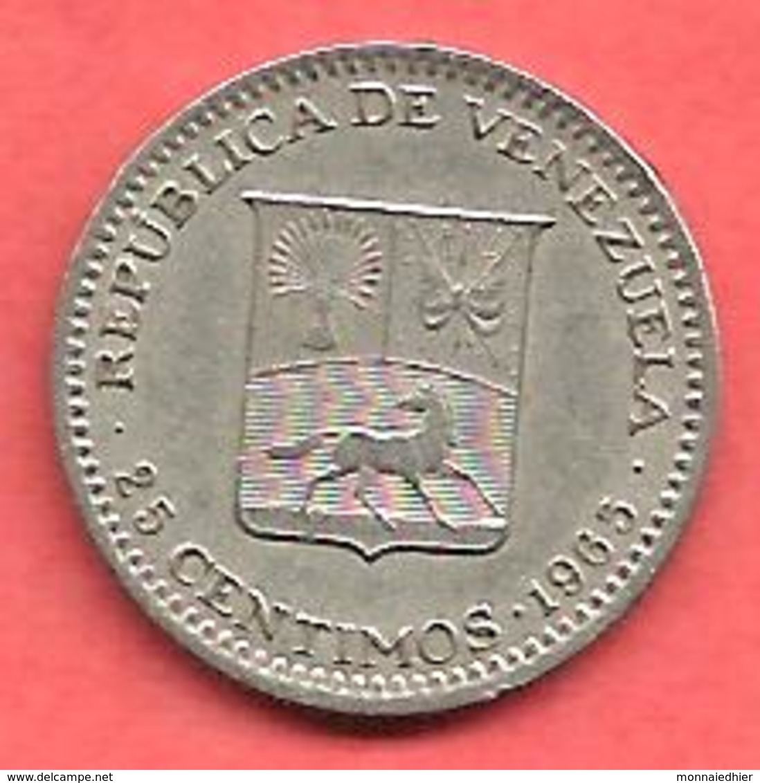 25 Centimos , VENEZUELA , Nickel , 1965 , N° KM # 40 - Venezuela
