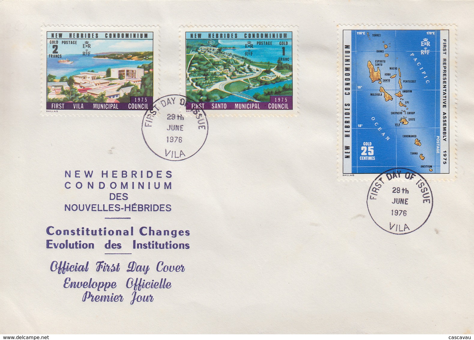 Enveloppe  FDC  1er Jour    NOUVELLES  HEBRIDES   1éres  Assemblées  Représentatives   1976 - FDC