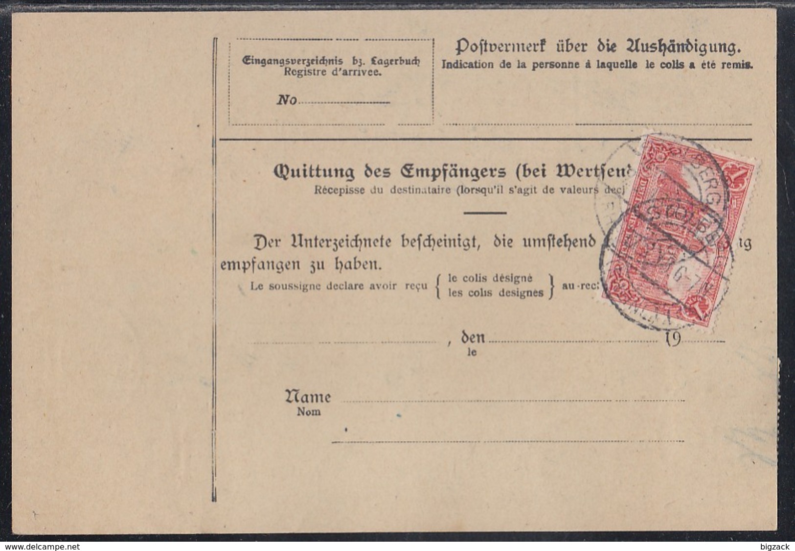 DR Paketkarte Mif Minr.87I, 88I, 94AI Stolberg (Rl.) 12.2.15 Gel. In Schweiz - Briefe U. Dokumente