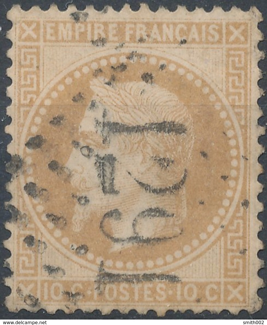 1867 - No Mi 27, Yt 28 -  10 C - Oblitere 1291 - 1863-1870 Napoléon III Lauré