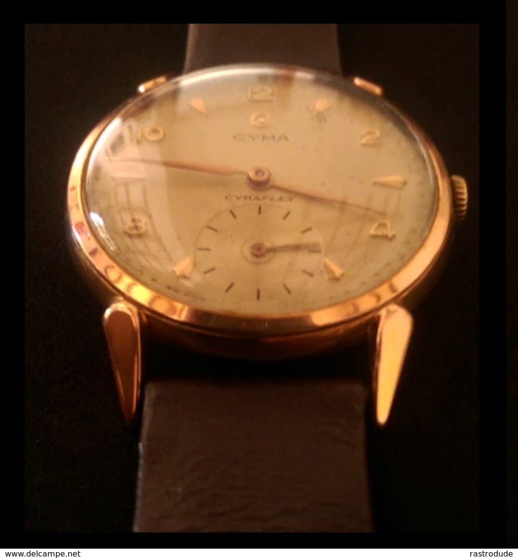 Cyma Cymaflex Montre Par Homme - Années 50 - Plaqué Or - Fonctionne - Diamètre 38mm - Watches: Old