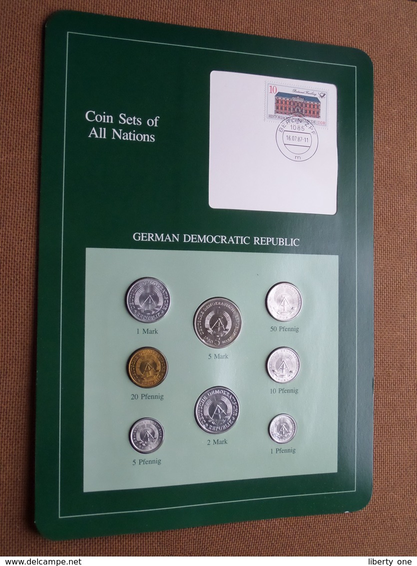 GERMAN DEMOCRATIC REPUBLIC ( From The Serie Coin Sets Of All Nations ) Card 20,5 X 29,5 Cm. ) + Stamp '87 - Mint Sets & Proof Sets