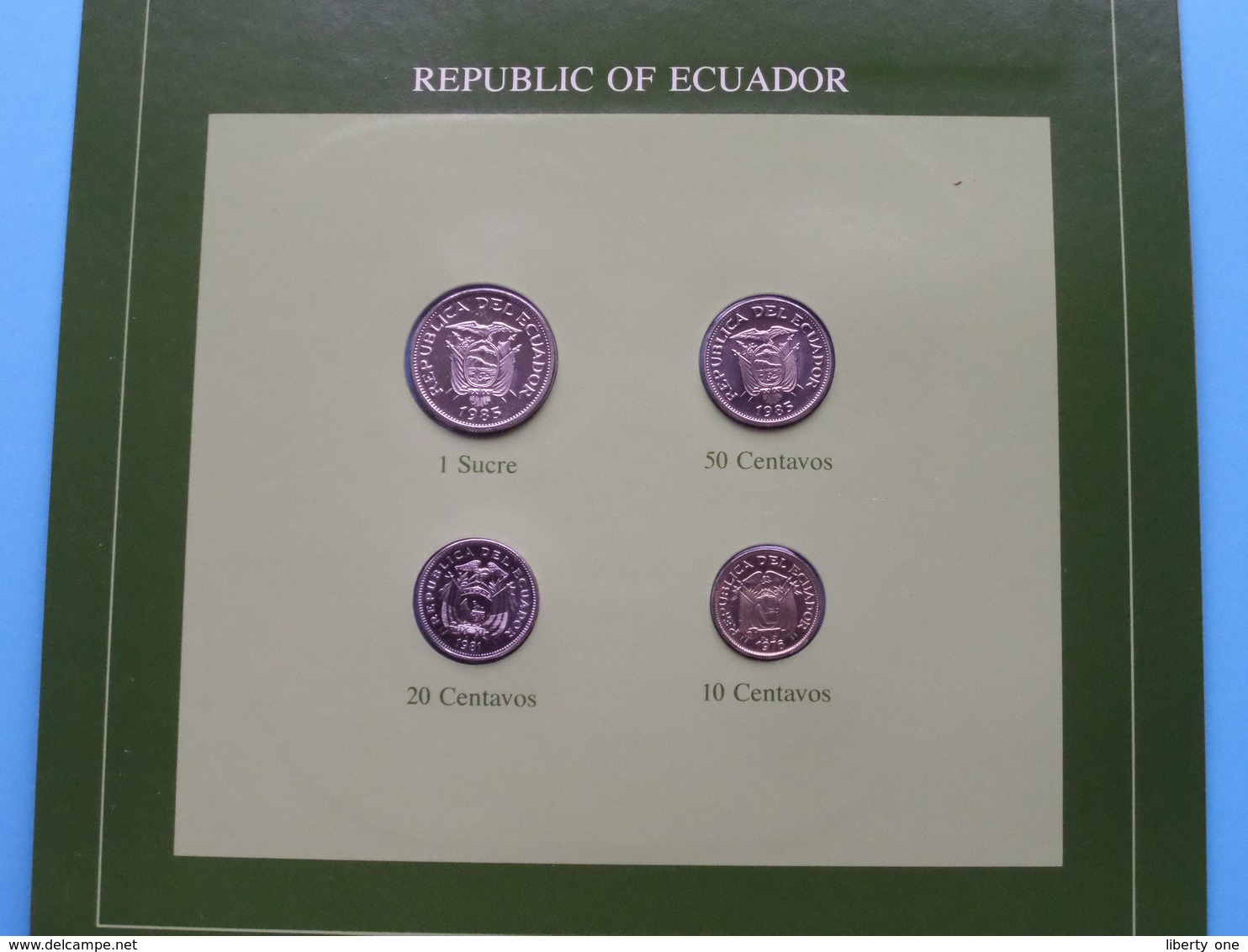 REPUBLIC OF ECUADOR ( From The Serie Coin Sets Of All Nations ) Card 20,5 X 29,5 Cm. ) + Stamp '86 - Equateur